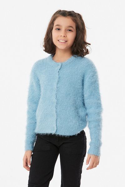 Fulla Moda Cardigan pentru fete cu gât crew cu barbă