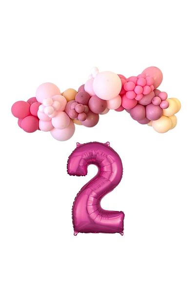 Organizasyon Pazarı Fuchsia-M.Pink-R.Pink Balloon Set - 2-34inch Pink Polyobalon, Set of 30 Chains