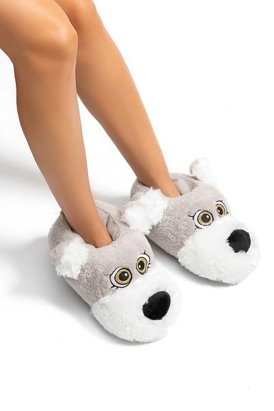 Twigy Papuci de damă Lulu gri - Animal mărimea ospătarului, 36/41