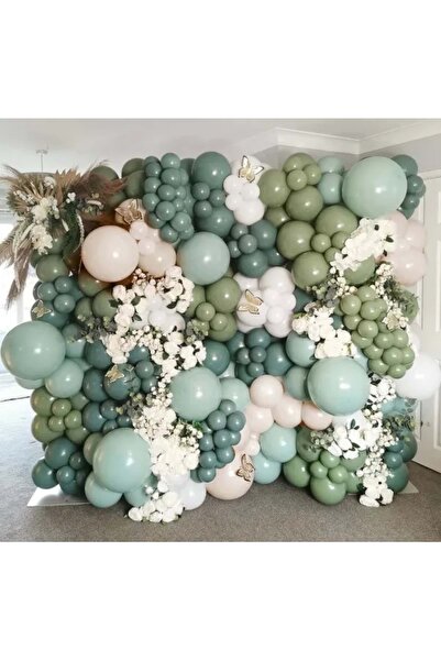 Organizasyon Pazarı مجموعة بالونات الشمر-الشتاء الأخضر-الأوكالبتوس-البيج-الأب...