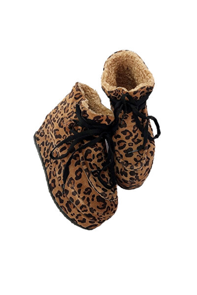 MaisonStanbul Leopar Süet Platform Kürklü Bot