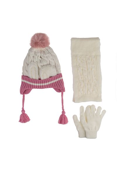 Kitti Set de 3 piese pentru fete cu fleece interior - mănuși pentru beretă Ketti Scarf (vârste 4-8)