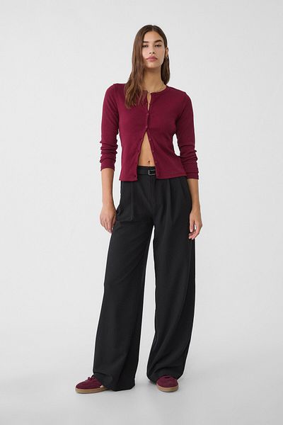 Stradivarius Smart Buckle Detailed Wide Leg Pants