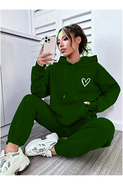 MODARAMA Set de trening cu glugă și imprimeu inimă albă (SWEAT - TRENING)