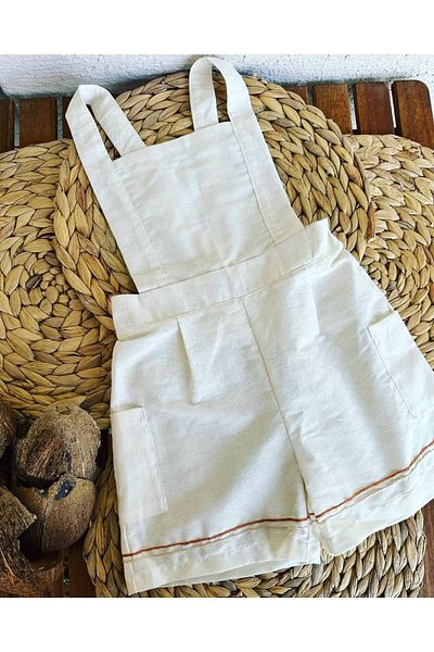 Gülümse Baby Short Sleeve Baby Slopet Suit Linen Fabric