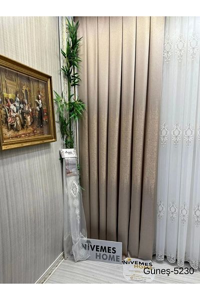 NİVEMESHOME Nivemeshome Sun Ft632121 Mink V-5230 1/3 Close Pleated Background Curtain Apm