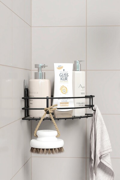 zabata Adhesive Bathroom Corner Bracket Corner Shelf Shower Shampoo Holder Wall Organizer Organizer Shelf 1 Piece
