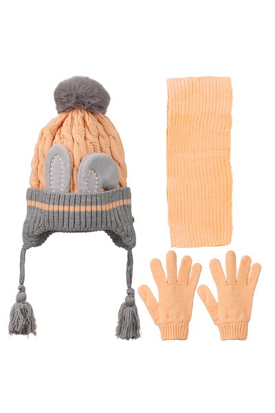 Kitti Girl's 3-Piece Set with Fleece Inside - Ketti Scarf Beanie Gloves (4-8 Years)