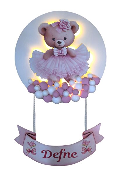 Yavuz Süs Pembe Işıklı Ayıcık Dekorlu Toplu Kapı Süsü