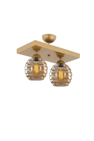 Lambadar Modern Honey Glass Model Double Rectangular Plafonier Chandelier Living Room Kitchen Bedroom Hall