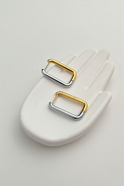Modex Steel Two-Color Rectangular Earrings (2cm)