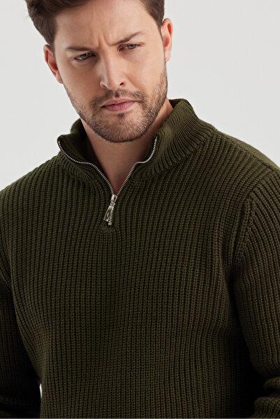 COOL TARZ Men's Oversize Zippered Fishing Knitwear Sweater