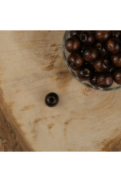 Prestij Boncuk Lakirane tamno smeđe drvene perle 16 mm Neobrađene drvene perl...