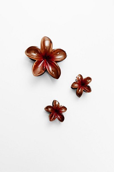 Stradivarius 3-Piece Floral Hair Clip Set