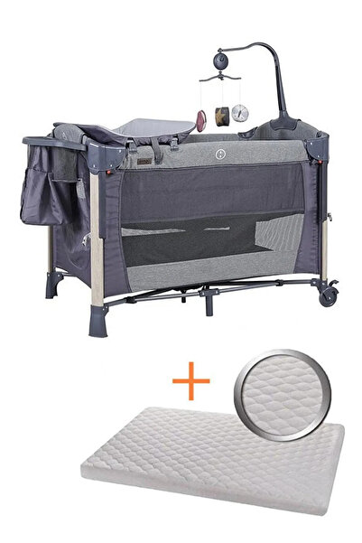 Prego 70*110 Kalın İskelet Ahşap Kaplama  Anne Yanı Oyun Parkı + Yatak Hediyeli