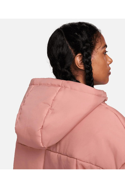 Nike Sportswear Classic Puffer Kadın pembe  bol kesim kapüşonlu Mont fb7672-618