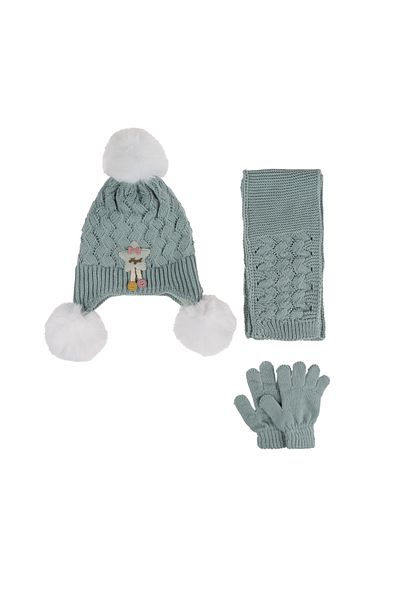 Kitti 1-4 Years Old Girl's Fleece Inner Person Set - Kitti Scarf Beanie Gloves