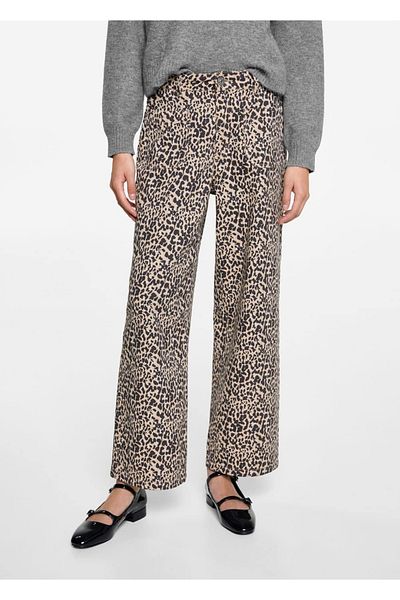Mango Teen Leopard Pattern Straight Cut Trousers