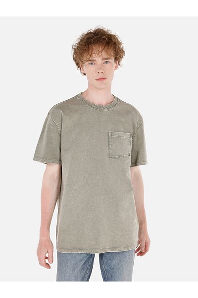 Colin's Tricou verde cu mânecă scurtă pentru bărbați, cu gât rotund, Cl 1070565