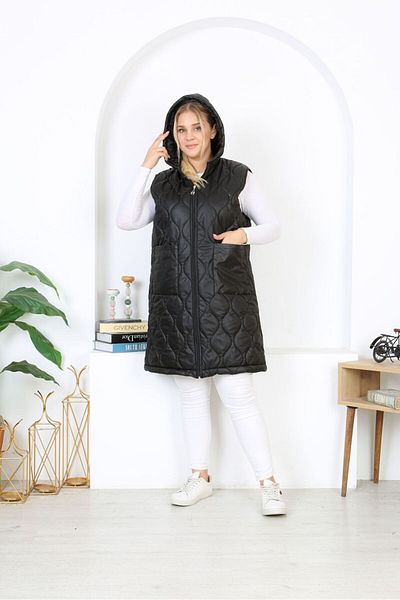 Butik Nilyam Women's Large Size Inner Lined Quilted Puffer Vest 24649