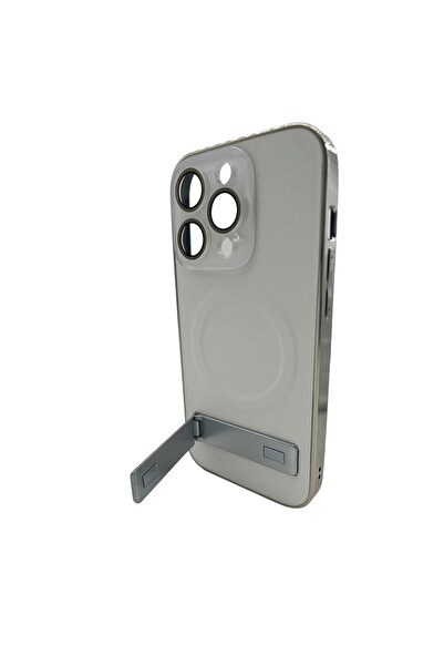 Nettech iPhone 15 Pro Compatible Nt-N045 Magsafe Back Protection Case with Camera Protection Stand - White