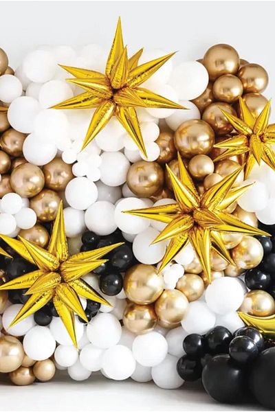 PEKSHOP Gold Polar Star Foil Balloon One Piece Large Polar Star Balloon 27Inch 70cm
