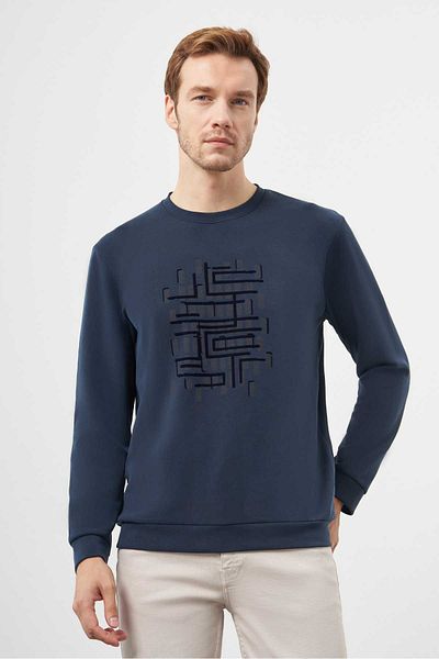 Morven Ανδρικό μπλουζάκι με λαιμόκοψη Navy Blue Trend