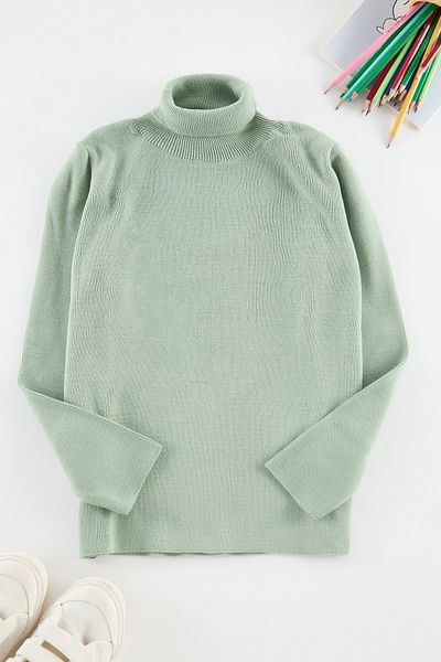 TRENDYOLKIDS Mint Girl's Turtleneck Mini Me Mother-Daughter Tricoturi Pulover