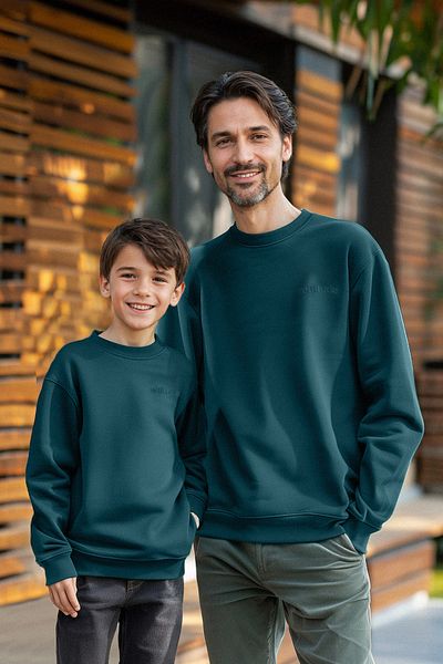 TRENDYOLKIDS Φούτερ για αγόρια Mini Me - Τυπωμένο πατέρα και γιου, πλεκτό TKDAW25SW00101