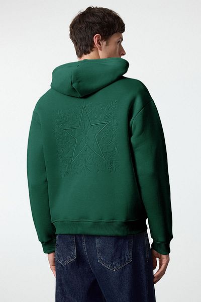 Trendyol Collection Φούτερ με κουκούλα με κουκούλα με σμαραγδένιο πράσινο κέντημα - TMNAW25SW00142