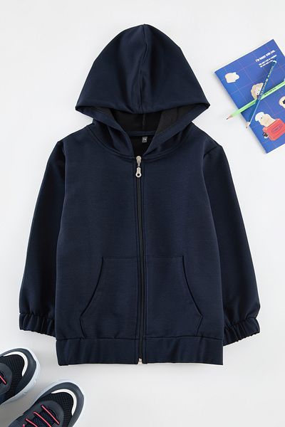 TRENDYOLKIDS Navy Blue Unisex Knitted Cardigan - Hooded and Zippered Tkdaw25Hi00001