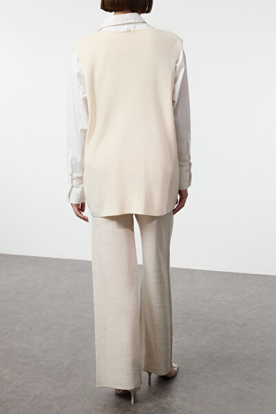 Edit by Trendyol Σετ γιλέκο και παντελόνι Melange Knitwear - Stone TEDAW25US00028