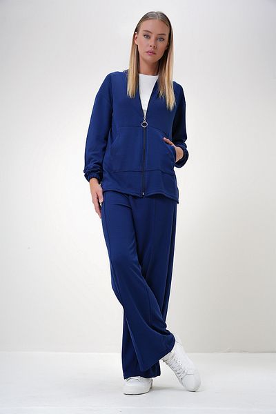 Trend Alaçatı Stili Women's Navy Blue Top and Bottom Set Alc-X12908