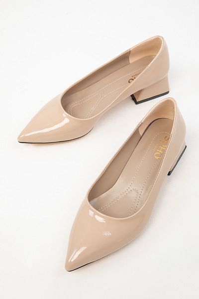 SOHO Nude Patent Leather Women's Classic Heeled Shoes 18391