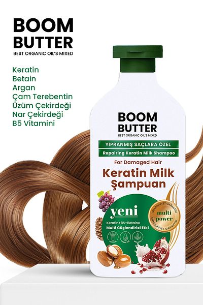 BOOM BUTTER Multifunctional (7 Active) Keratin Milk Shampoo 400 ml