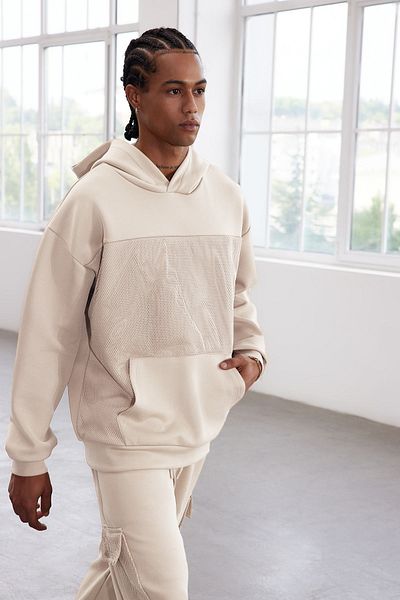 Trendyol Collection Limitovaná edice Mink Oversize/Wide Cut Mesh Detailed Mikina s kapucí Tmnaw25Sw00173