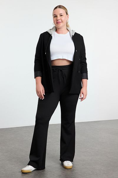 Trendyol Curve Fekete kötött leggings magas derékkal és masnival - nagy méretű TBBAW25BV00002