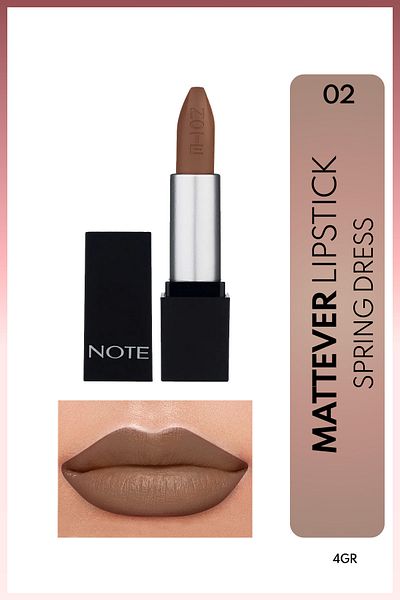 NOTE Mattever Lipstick Semi Matte Satin Finished Lipstick 02 Spring Dress - Brown