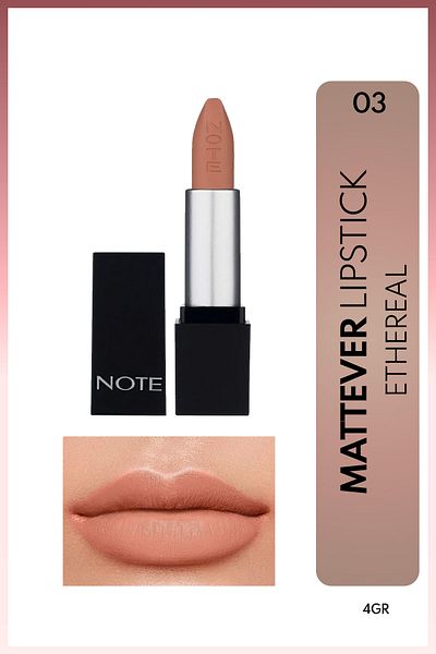 NOTE Mattever Lipstick Semi Matte Satin Finished Lipstick 03 Ethereal - Light Nude