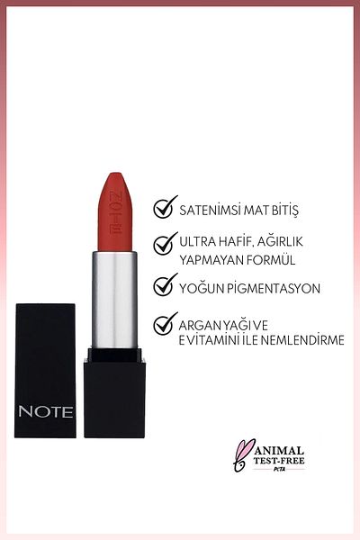 NOTE Mattever Lipstick Semi Matte Satin Finished Lipstick 17 Dress Red - Red Brown