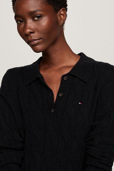 Tommy Hilfiger SOFT WOOL CABLE POLO SWT KLEID