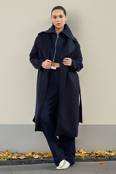 Trendyol Collection Námořnická modrá oversize vlněný kabát - odnímatelný uvnitř, TWOAW25KB00021