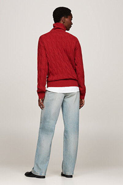 Tommy Hilfiger Pulover din lână moale cu împletitură tip rulou-NK