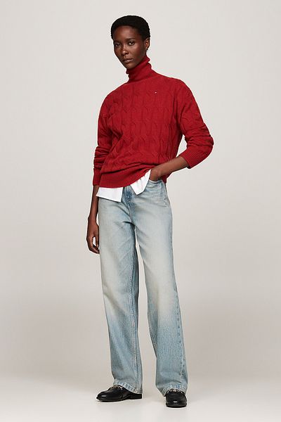 Tommy Hilfiger SOFT WOOL CABLE ROLL-NK SWEATER