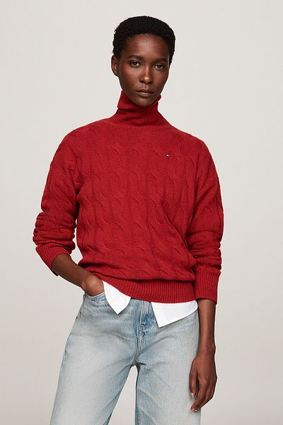 Tommy Hilfiger SOFT WOOL CABLE ROLL-NK SWEATER