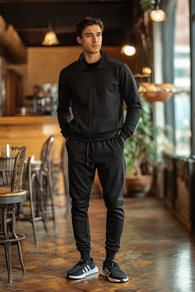 Trendyol Collection Trening bărbați de bază cu fermoar negru - Croială obișnuită TMNAW25EM00005