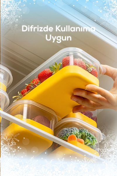 Vienev 12 Pieces Yellow Silicone Based Deep Freezer and Freezer Storage Container