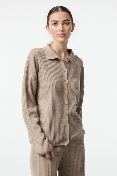 Trendyol Collection Mink Shirt-Pantalon Knitwear Top and Bottom Set Twoaw25Au00049