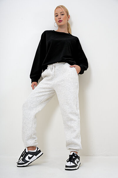 VAGGON Černá oversize dámská mikina Crew Neck - Prm1096