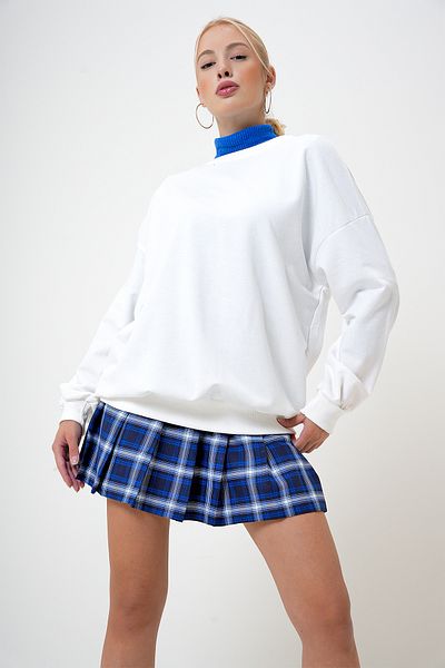 VAGGON Dámské bílé mikiny Crew Neck Oversize Basic Prm1053